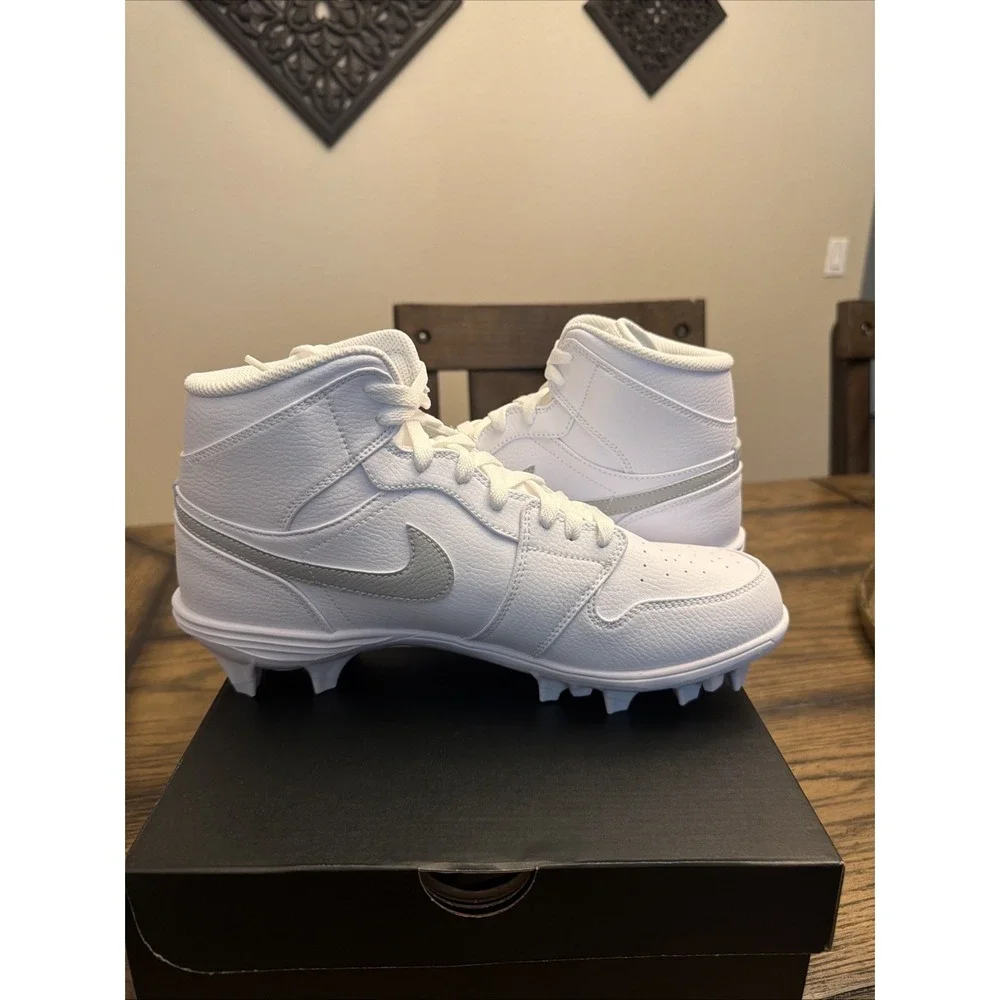 Jordan 1 Mid TD White Grey Fog Football Cleats FJ6805-101 Mens Size 10 …X2